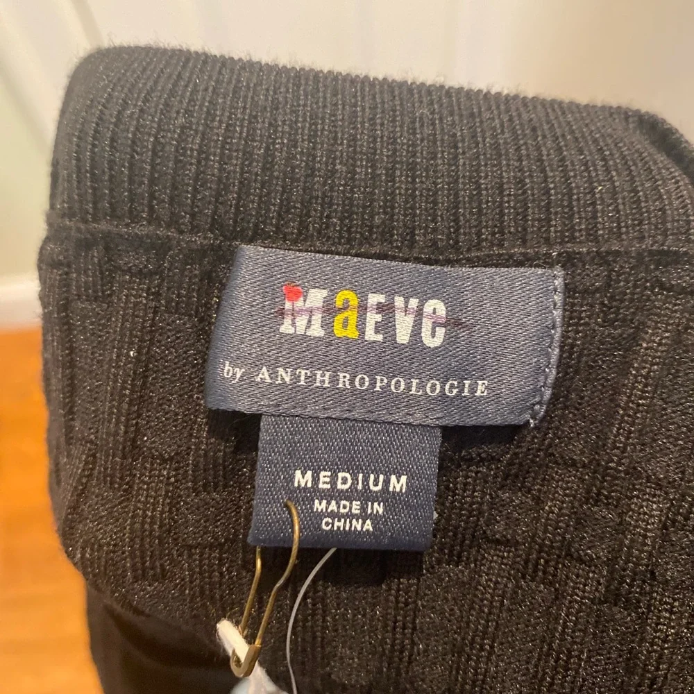 New Anthropologie Maeve Sheer-Sleeve Sweater size M BLACK - Picture 8 of 12